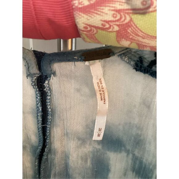 Free People Womens Embroidered Tie Dye Tunic Sz M Blue White - Picture 3 of 8